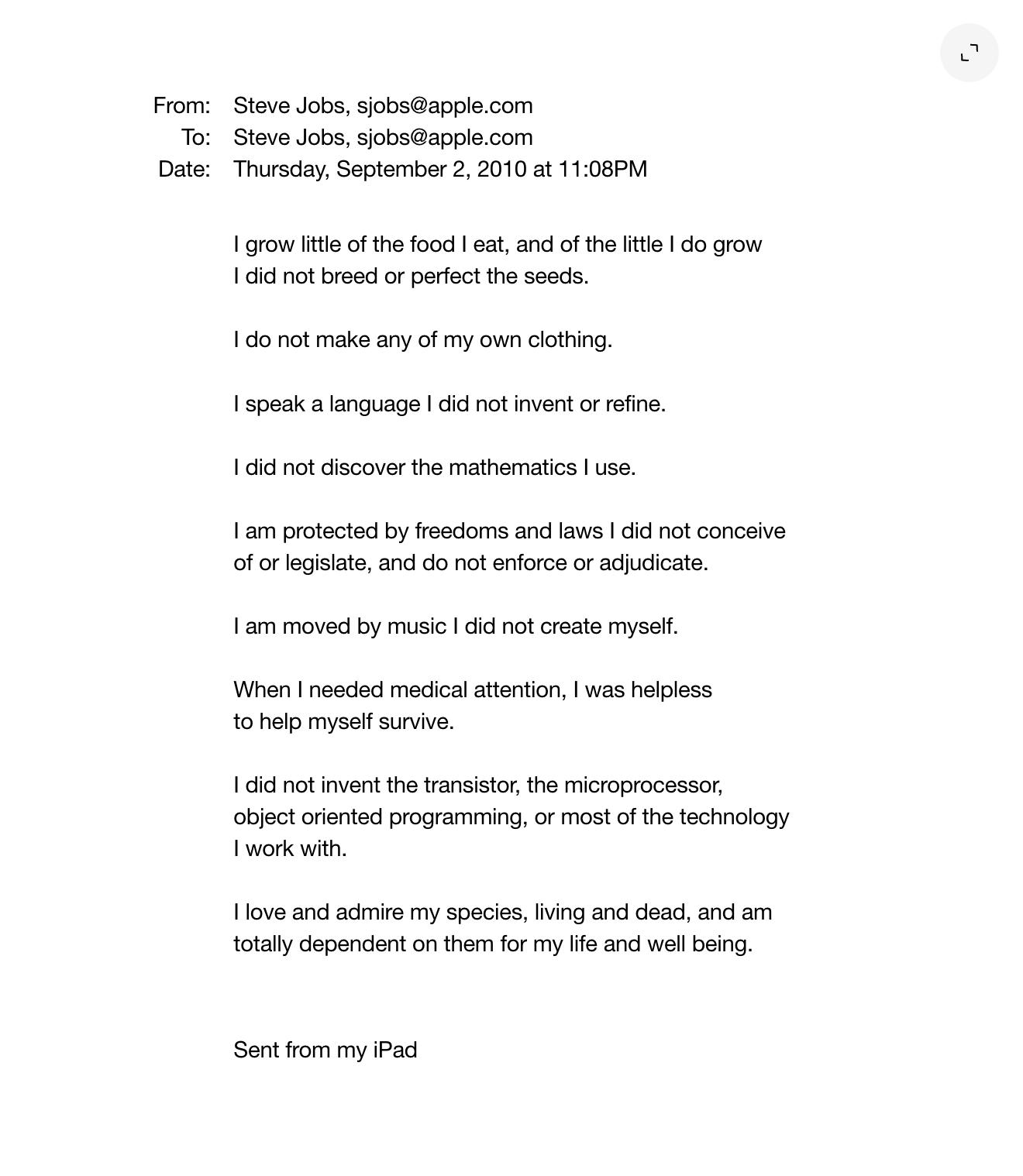 Steve-Jobs email he sent himself 13 months before he died